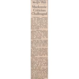 Merger Plan: Mackenzie Criticism Challenged