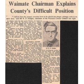 Waimate Chairman Explains County's Difficult Position