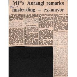MP's Aorangi remarks misleading - ex-mayor