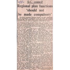S C council: Regional plan functions 'should not be made compulsory'