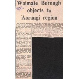 Waimate Borough objects to Aorangi region