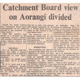Catchment Board view on Aorangi divided