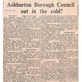 Ashburton Borough Council out in the cold?
