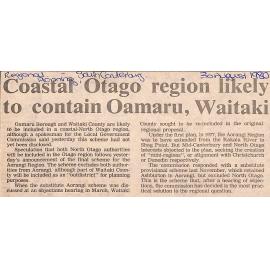 Coastal Otago region likely to contain Oamaru, Waitaki