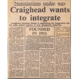 Negotiations under way: Craighead wants to integrate