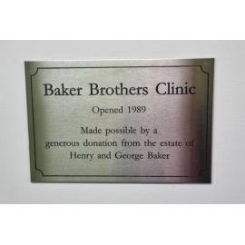 Baker Brothers Clinic plaque