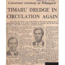 Conversion ceremony at Whangarei: Timaru dredge in circulation again