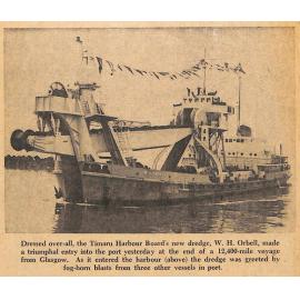 New Dredge W H Orbell Arrives From Scotland: Docking at Port Chalmers Delayed Until Next Week