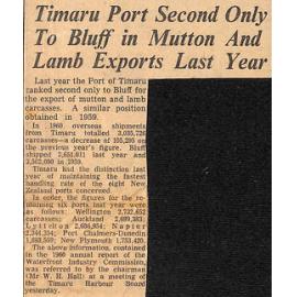 Timaru Port Second Only To Bluff in Mutton And Lamb Exports Last Year