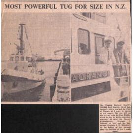 Most powerful tug for size in NZ, Harbour Board's Tug Aorangi Completes Delivery Voyage