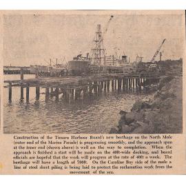 Construction of the Timaru Harbour Board's new berthage on the North Mole