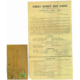 Temuka District High School Jubilee programme and registration form