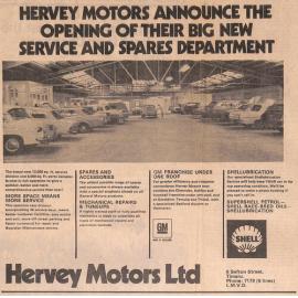 Hervey Motors Announce the Opening of their Big New Service and Spares Department