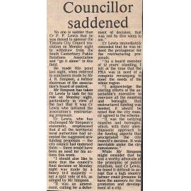 Councillor saddened