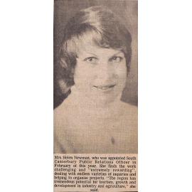 Mrs Helen Newman appointed South Canterbury Public Relations Officer