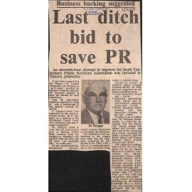 Business backing suggested: Last ditch bid to save PR