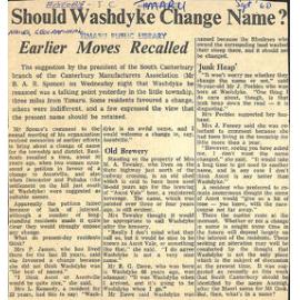 Should Washdyke Change Name? Earlier Moves Recalled