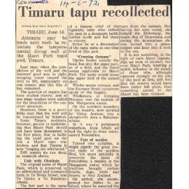 Timaru tapu recollected