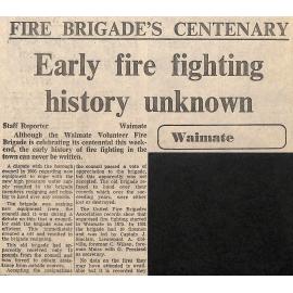 Fire brigade's centenary: Early fire fighting history unknown