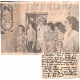 Pupils and teachers of Timaru's new co-educational Catholic School