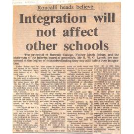 Roncalli heads believe: Integration will not affect other schools