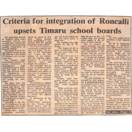Criteria for integration of Roncalli upsets Timaru school boards