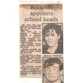 Roncalli appoints school heads