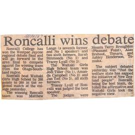 Roncalli wins debate
