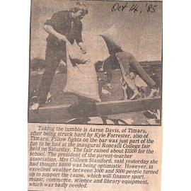 Taking the tumble is Aaron Davis, of Timaru