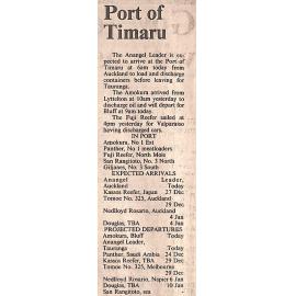 Port of Timaru arrivals/departures