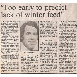  'Too early to predict lack of winter feed'