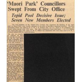  'Maori Park' Councillors Swept From City Office, Tepid Pool Decisive Issue; Seven New Members Elected