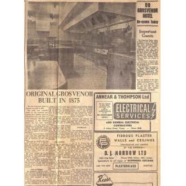 DB Grosvenor Hotel Re-opens Today: Original Grosvenor Built in 1875 / New Manager Has 13 Years Experience