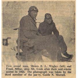 R L Wigley In Only Party To Conquer Mt Cook In Winter