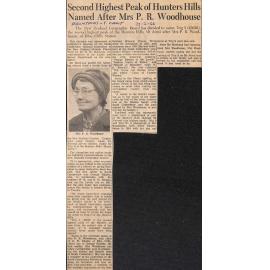 Second Highest Peak of Hunters Hills Named After Mrs P R Woodhouse
