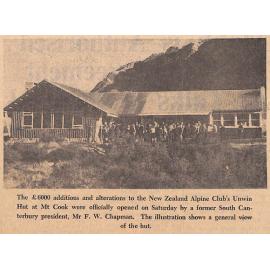 Unwin Hut Opening Highlights Alpine Club's 75th Anniversary