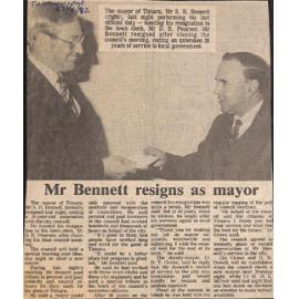 Mr Bennett resigns as mayor