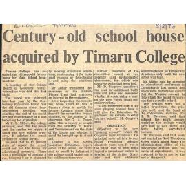 Century-old school house acquired by Timaru College