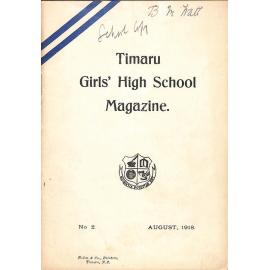 Timaru Girls' High School magazine No. 2 August 1918