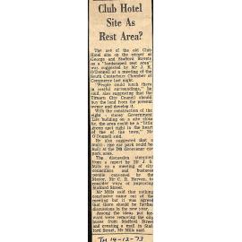 Club Hotel Site As Rest Area?