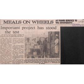 Meals on wheels, 25 years service to the community: Important project has stood the test