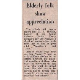 Elderly folk show appreciation