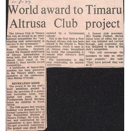 World award to Timaru Altrusa Club project