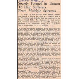 Society Formed in Timaru To Help Sufferers From Multiple Sclerosis