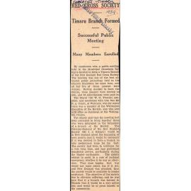 Red Cross Society, Timaru Branch Formed, Successful Public Meeting