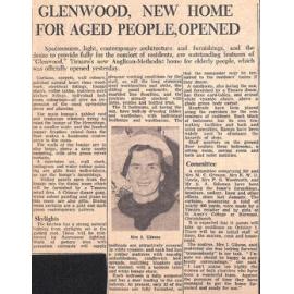 Glenwood, New Home For Aged People, Opened