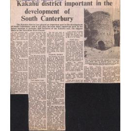 Kakahu district important in the development of South Canterbury 