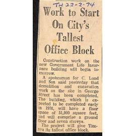 Work to Start On City's Tallest Office Block