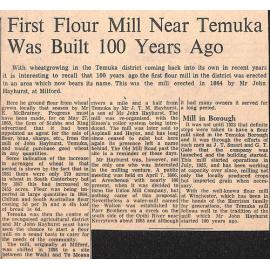 First Flour Mill Near Temuka Was Built 100 Years Ago
