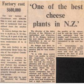 Factory cost $600,000 / 'One of the best cheese plants in NZ'